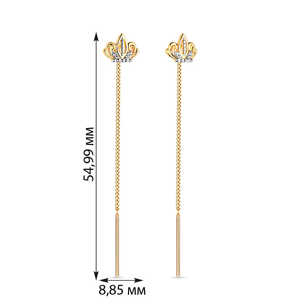 Сережки Корона из желтого золота с фианитами (арт. 110832ж) – изображение 3