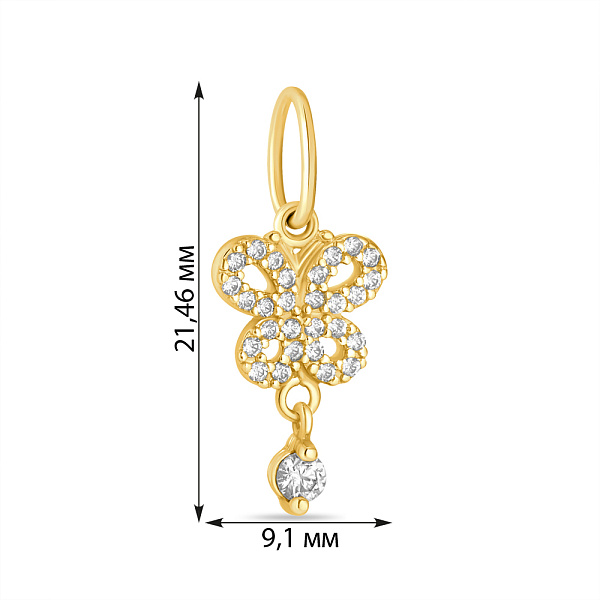 Підвіска з жовтого золота Метелик з фіанітами (арт. 422130ж) – зображення 2