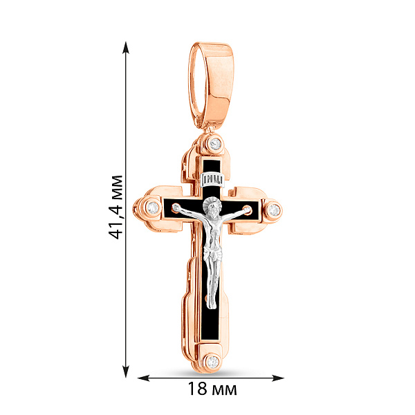 Хрестик з червоного і білого золота з емаллю (арт. 130061Д) – зображення 2