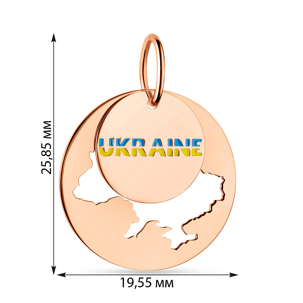 Золотой двойной подвес "Ukraine" с эмалью (арт. 440734есж) – изображение 4