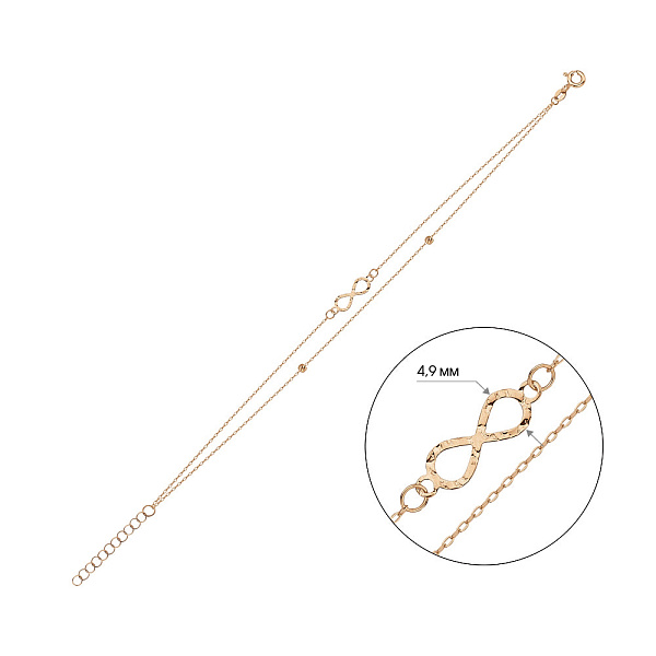 Золотой браслет на ногу Бесконечность (арт. 325652ан) – изображение 4