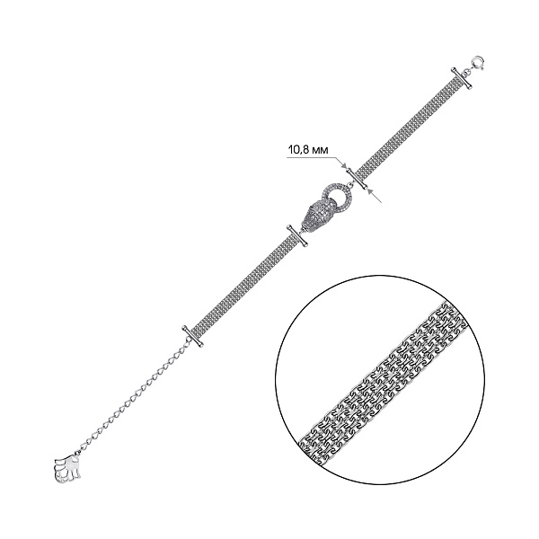 Браслет из серебра Пантера с фианитами (арт. 7509/4730) – изображение 2