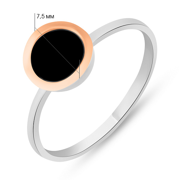 Кольцо из серебра с ониксом и золотой накладкой (арт. 7201/637окп) – изображение 2