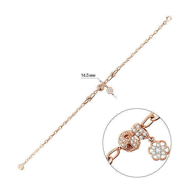 Золотой браслет с подвеской (арт. 326097аП1) – изображение 2