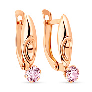 Фото Детские золотые серьги с розовыми фианитами (арт. 107711р)