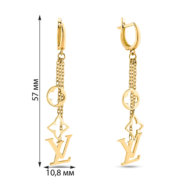 Золотые серьги-подвески в желтом цвете металла (арт. 107892ж) – изображение 2