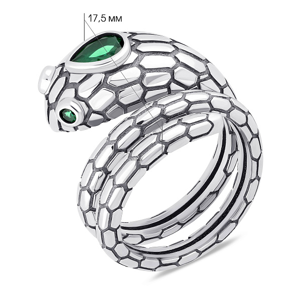 Серебряное кольцо Змея с зелеными альпинитами (арт. 7901/8468аз) – изображение 2