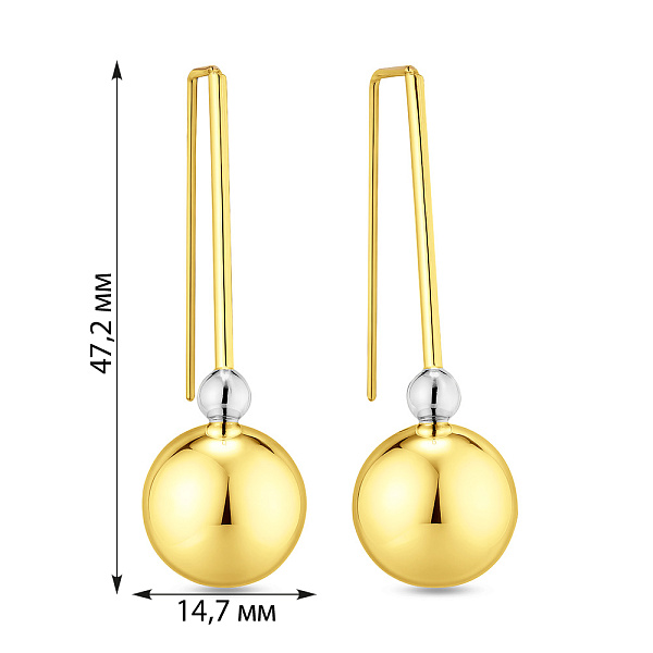 Серьги из золота без камней (арт. 100965/6жб) – изображение 3