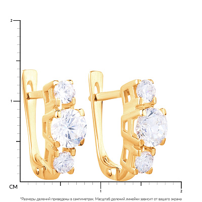 Золотые серьги с белыми фианитами (арт. 110108ж)