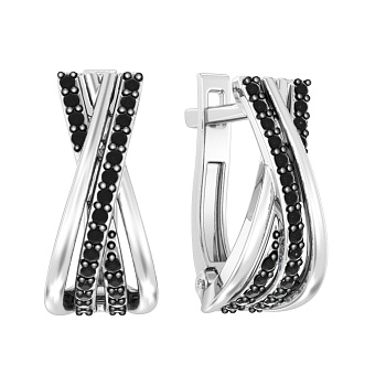 Сережки з білого золота з діамантами (арт. С011122015бч)