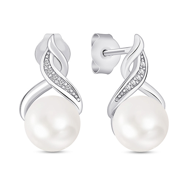 Серебряные серьги-пусеты с жемчугом (арт. 7518/7190жб) – изображение 1