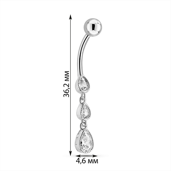 Срібний пірсинг для пупка з фіанітами (арт. 7512/2185673) – зображення 2