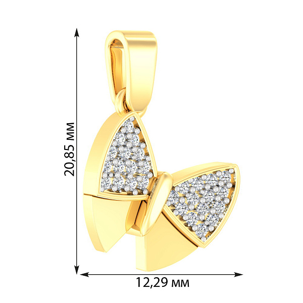 Золотая подвеска Бабочка с фианитами (арт. 442600ж) – изображение 2