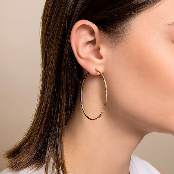 Золотые серьги-кольца с алмазной гранью (арт. 122001/50) – изображение 2