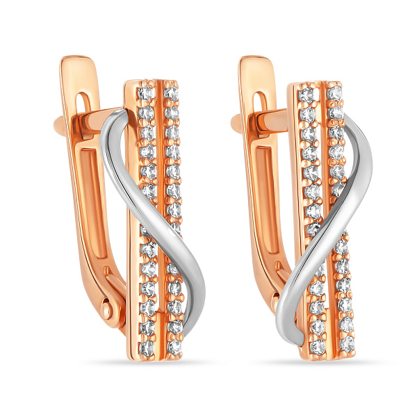 Сережки Синергия из золота с дорожкой из фианитов (арт. 110322) – изображение 1