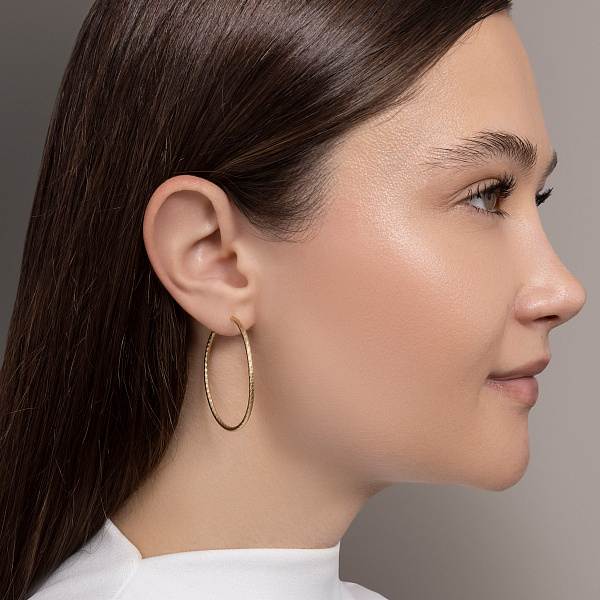 Серьги-кольца из желтого золота (арт. 122001/40ж) – изображение 3