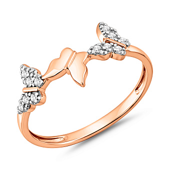 Фото Золотое кольцо Бабочки с фианитами (арт. 141228)