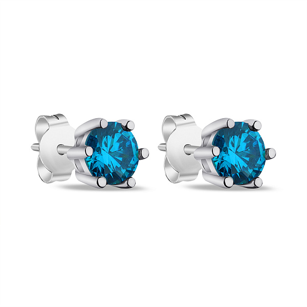 Серебряные серьги-пусеты с голубыми альпинитами (арт. 7518/5290/3аг) – изображение 1