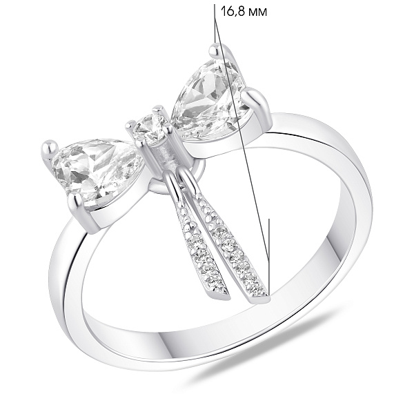 Серебряное кольцо бант с фианитами (арт. 7501/8852) – изображение 2