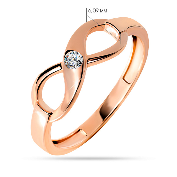 Золотое кольцо «Бесконечность»  с фианитом (арт. 140754) – изображение 2