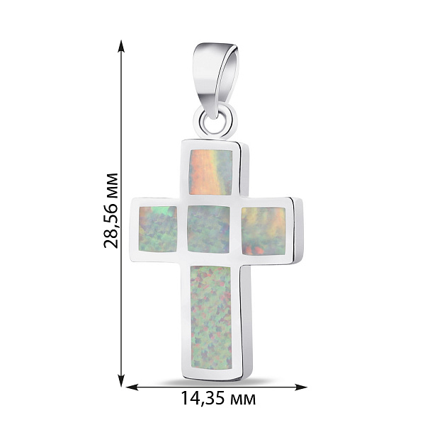 Хрестик зі срібла з опалом (арт. 7503/3021Поб) – зображення 2