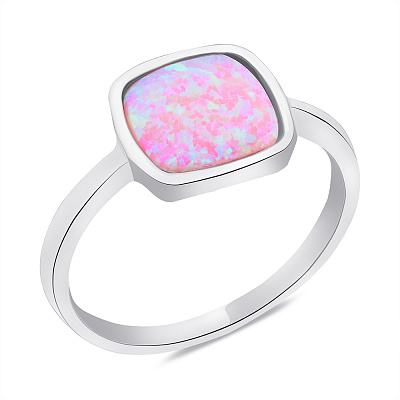 Серебряное кольцо с розовым опалом (арт. 7501/5528Пор)