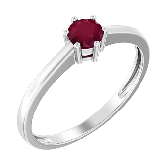 Кольцо из белого золота с рубином (арт. 141093Пбр)