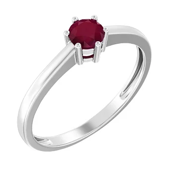 Каблучка з білого золота з рубіном (арт. 141093Пбр)