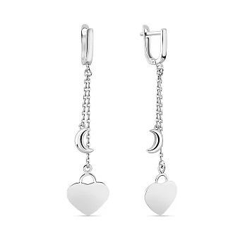 Сережки-ланцюжки з білого золота (арт. 107011б)