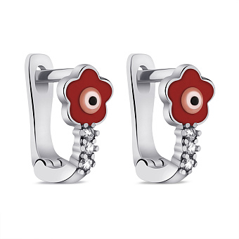 Серебряные детские серьги Цветок с эмалью (арт. 7502/1225е)
