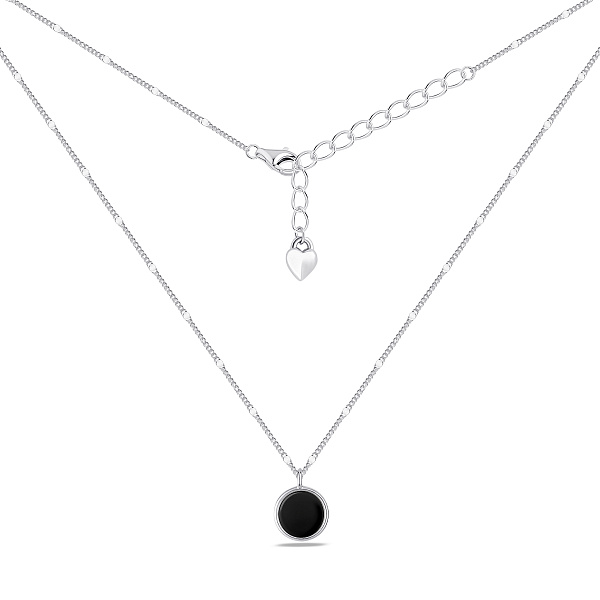 Серебряное колье с подвеской с ониксом (арт. 7507/2650о) – изображение 2