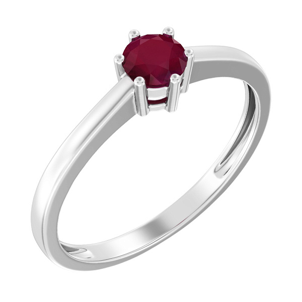 Каблучка з білого золота з рубіном (арт. 141093Пбр) – зображення 1