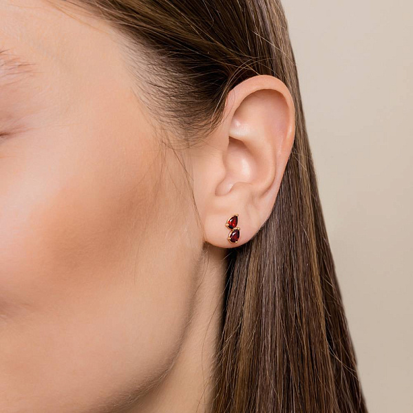 Золоті сережки з гранатом (арт. 111234Пк) – зображення 2