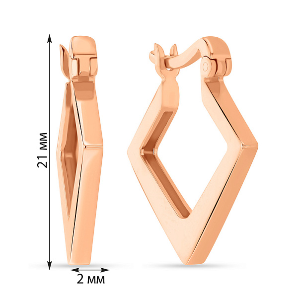 Золотые серьги в форме ромба без камней (арт. 108968/20) – изображение 2