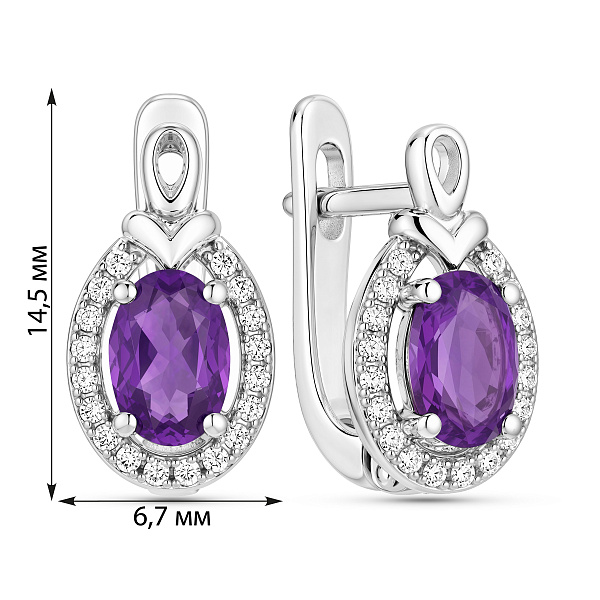 Серебряные серьги с аметистом (арт. 7502/10604А) – изображение 2