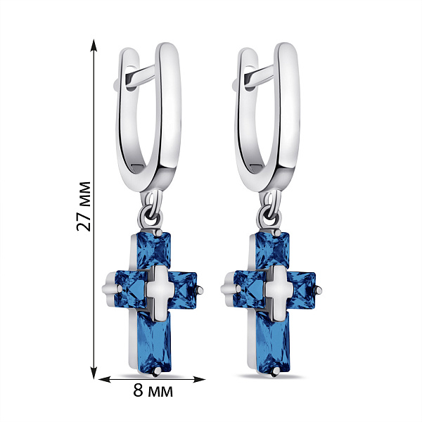 Серебряные серьги Крестики с альпинтами (арт. 7502/4644ас) – изображение 2