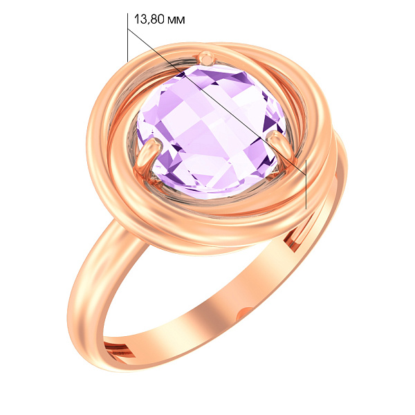 Кольцо из красного золота с аметистом (арт. 140617Па) – изображение 2