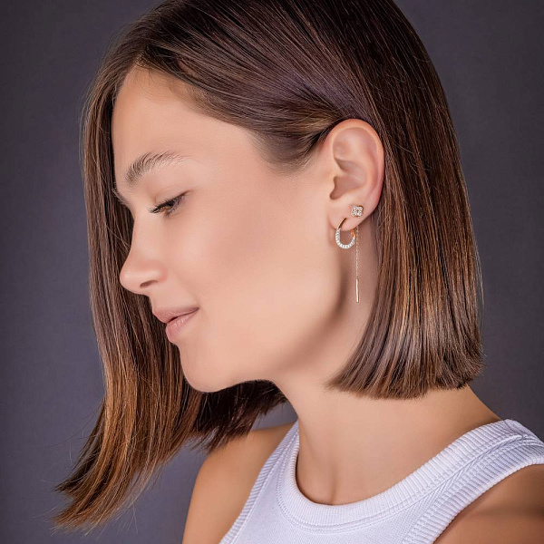 Золоті сережки з фіанітами (арт. 2106477101) – зображення 2