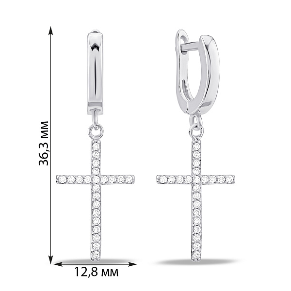 Серебряные серьги Крестики с фианитами (арт. 7502/4447) – изображение 2