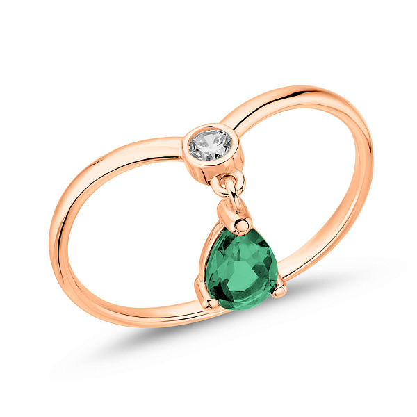 Золотое кольцо с зеленым кварцем (арт. 141273Пз) – изображение 1