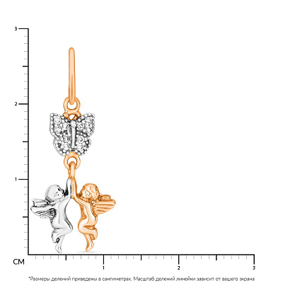 Кулон из белого и красного золота «Ангелы» с фианитами (арт. 422631)