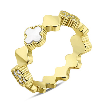 Срібна каблучка з перламутром і жовтим родіюванням (арт. 7501/6904жп)