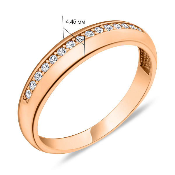 Кольцо из красного золота с дорожкой из фианитов (арт. 153872) – изображение 2