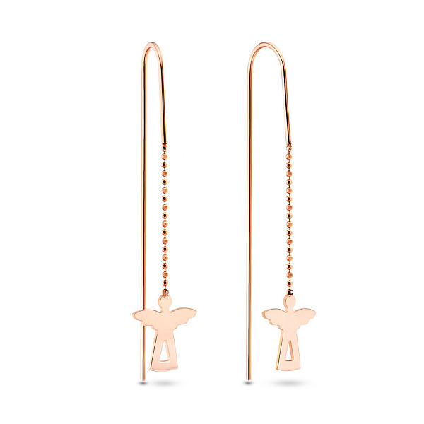 Золотые серьги протяжки «Ангелы» (арт. 106084) – изображение 1