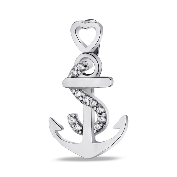 Серебряный кулон в форме Якоря с фианитами (арт. 7503/П2Ф/1093) – изображение 1