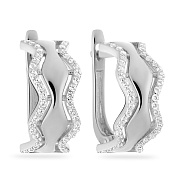 Сережки з фіанітами з білого золота (арт. 115000б)