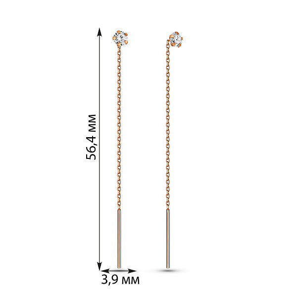 Золотые серьги-протяжки (арт. 110699) – изображение 2