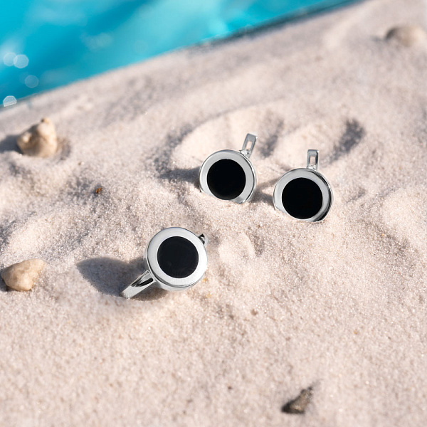 Сережки Лýна з білого золота з емаллю (арт. 111145бч) – зображення 3