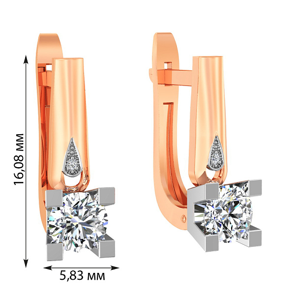 Золотые серьги с фианитами (арт. 111016) – изображение 2
