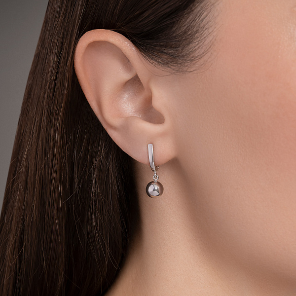 Сережки шарики из белого золота (арт. 110521/7б) – изображение 2